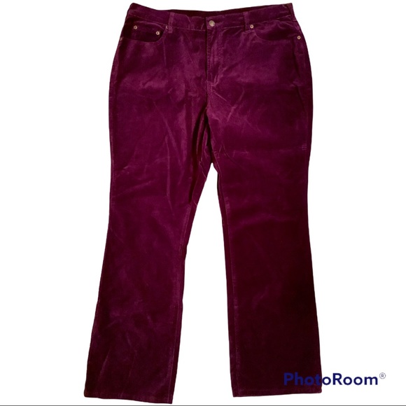 DG2 Diane Gilman Purple Velvet Bootcut Pants. - Picture 3 of 7
